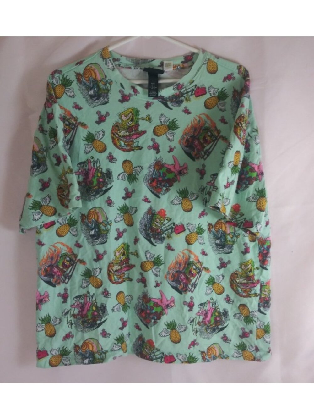 H&M Spongebob Squarepants All Over Graphic Design T-Shirt Unisex Large